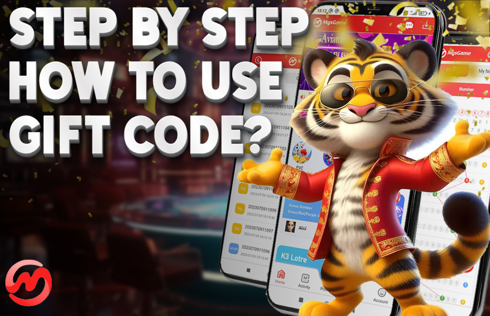 A picture of a man showing a guide on how to use the MYSGame gift code.