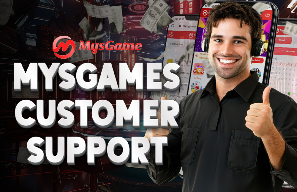 A picture of a man showing the MysGame customer support.