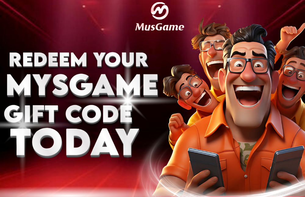 A picture of men holding phones showing the MYSGame Gift Code.